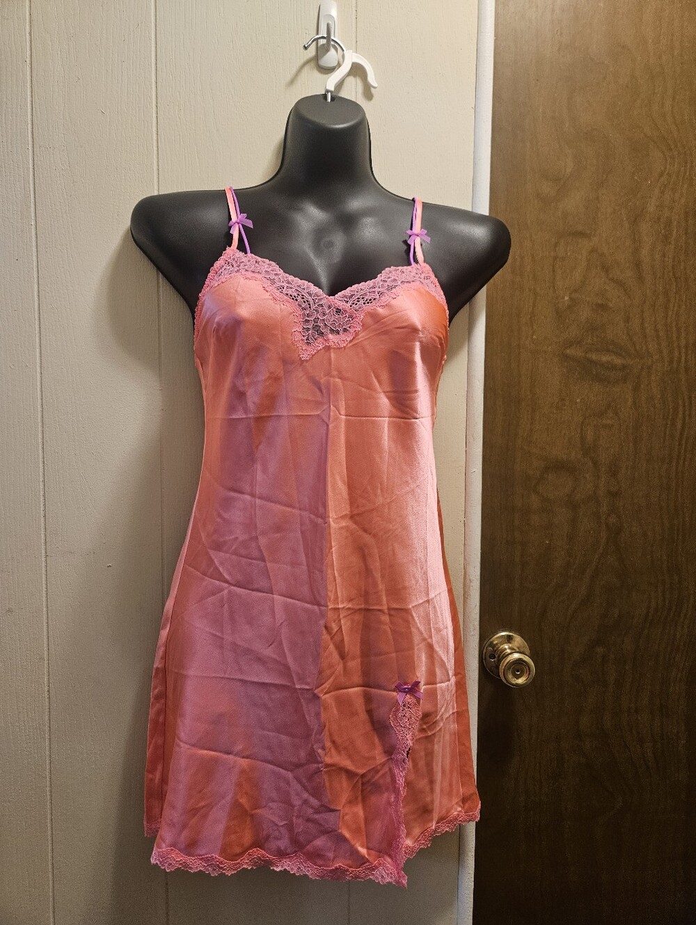 NWOT Victoria's Secret Pink Satin Lace-Trim ChemiseV